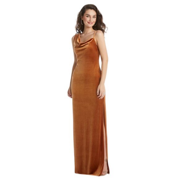 Social Bridesmaids Dresses & Skirts - Social Bridesmaids asymmetrical one shoulder maxi dress Velvet GOLDEN Large